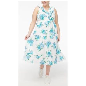 J. Crew | printed v-neck smocked midi dress